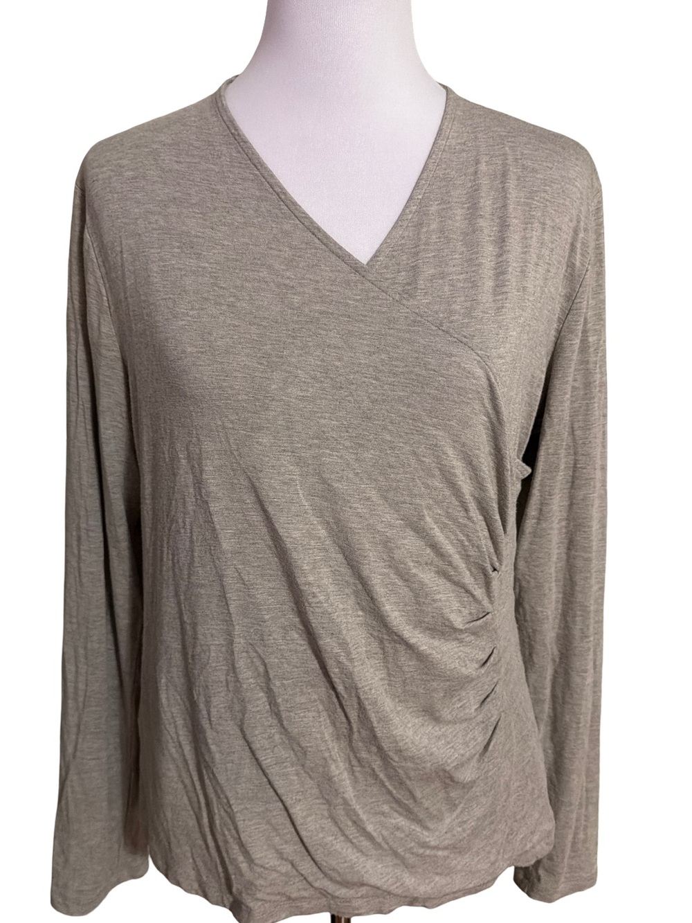 Ralph Lauren Taupe Wrap-Style Long Sleeve Top